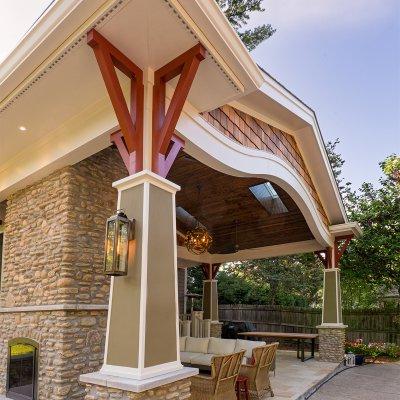 bracket and column detail covered outdoor patio