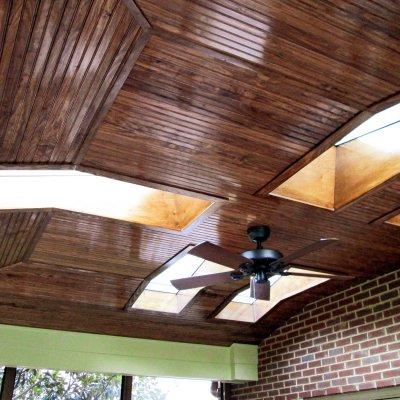 Beadboard ceiling with skylights  